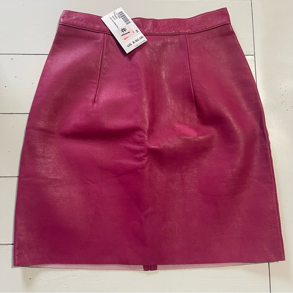 American Apparel Fuchsia Leather Mini Skirt